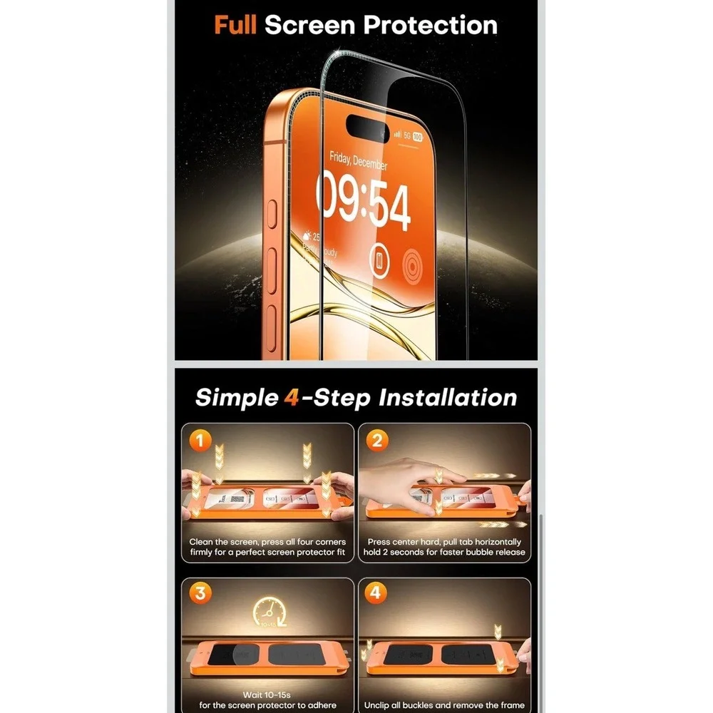 TOCOL for iPhone 17 Pro Screen Protector/iPhone 16 Pro 6.3